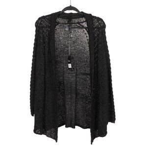 Thesis Cardigan Sweater XL NEW Black Open Knit Long Duster Whimsigoth Grammacore